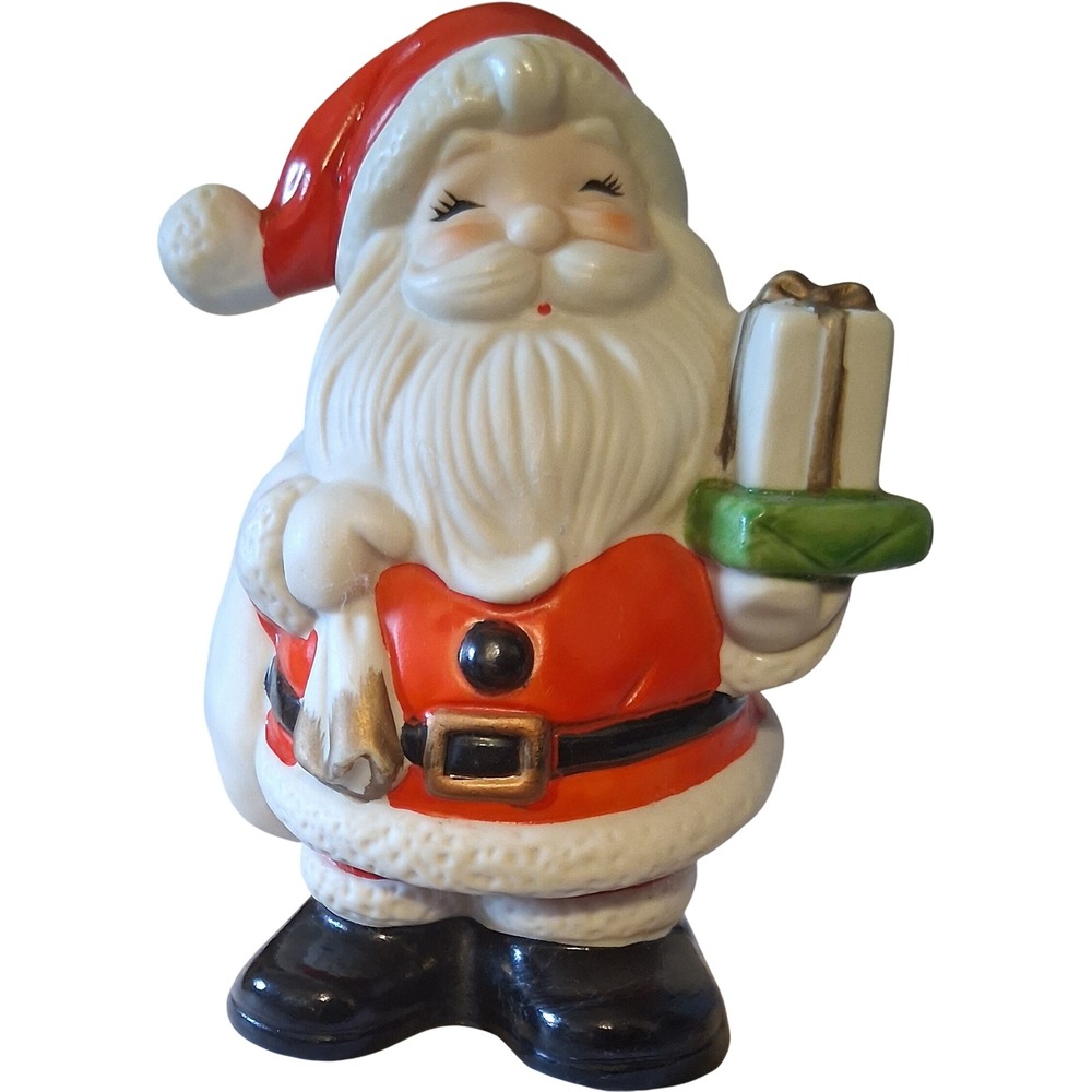 VTG Ceramic Santa Claus Coin Bank Figurine Christmas Decor 1950s Mint Condition